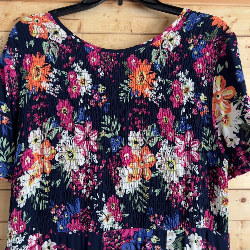 Blair Womens Cottagecore Floral Print Short Sleeve Smocked Challis Dress size L - Picture 11 of 12